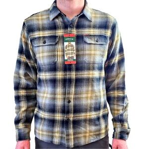 Orvis Mens Heavyweight Flannel Shirt Plaid Print NEW